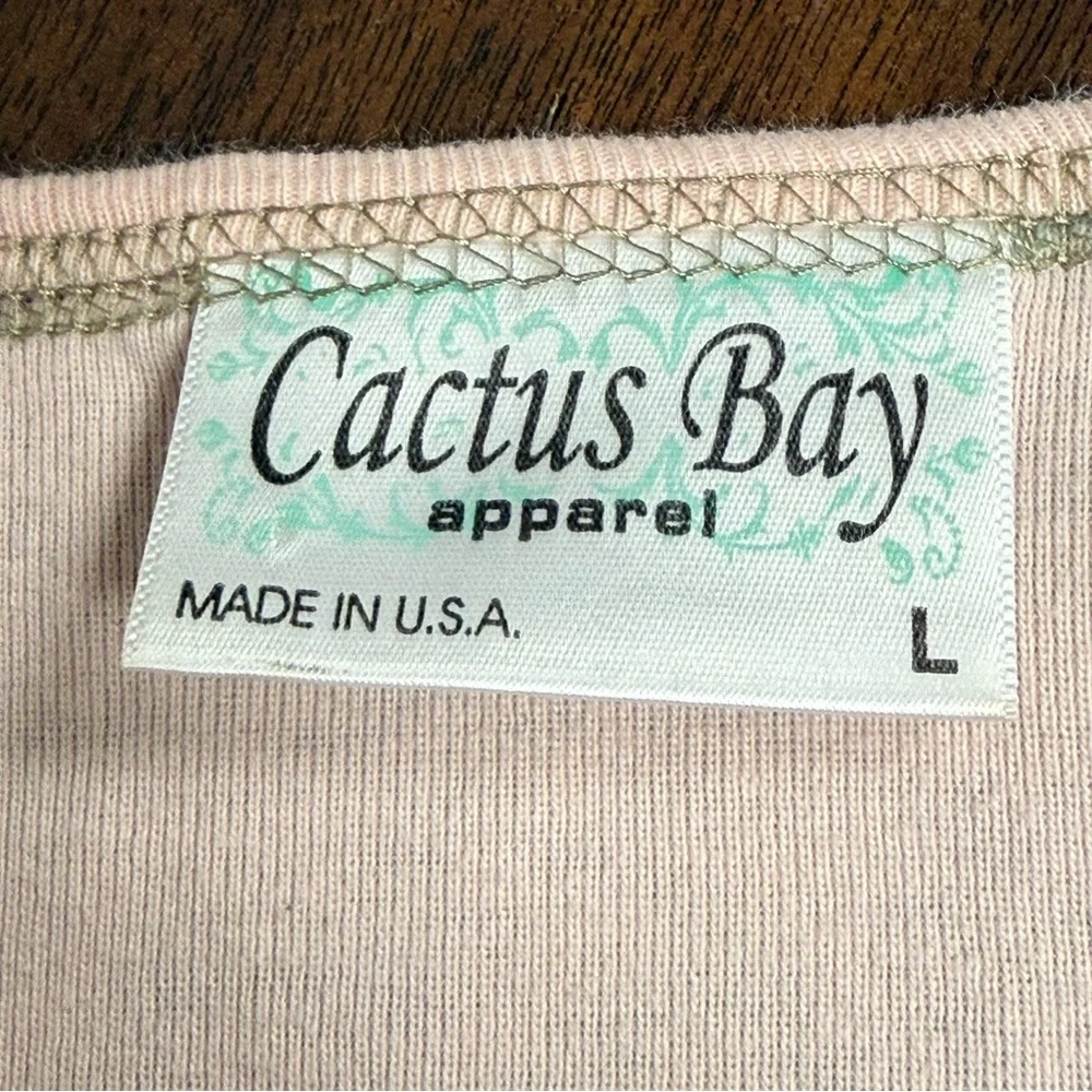 Cactus Bay Hummingbird Floral Tee Pink Rhinestone Birds 3/4 Sleeve Top L - Picture 7 of 9